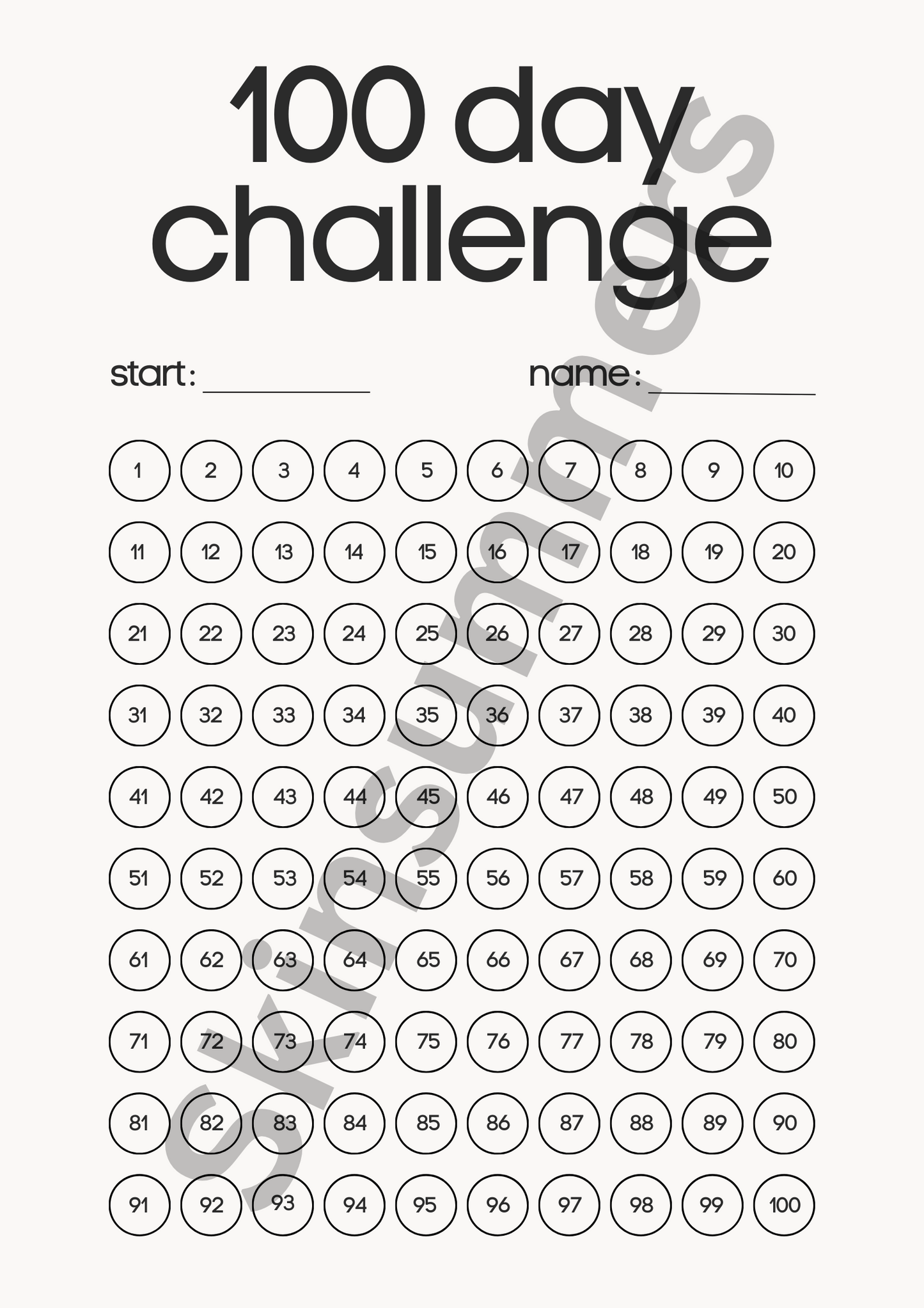 100 Day Challenge Tracker | Journal Spread