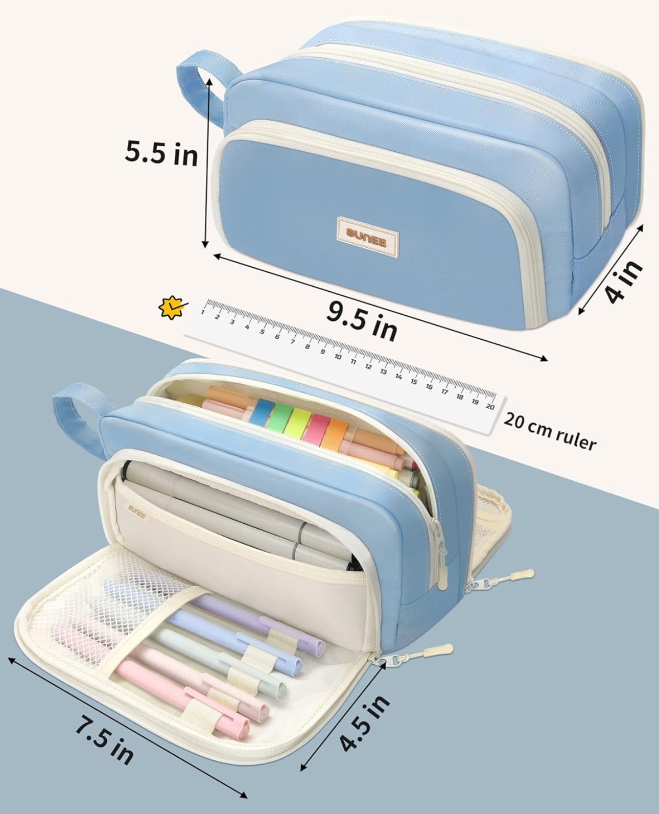 3 Compartment Pen Pouch Large Orangizer