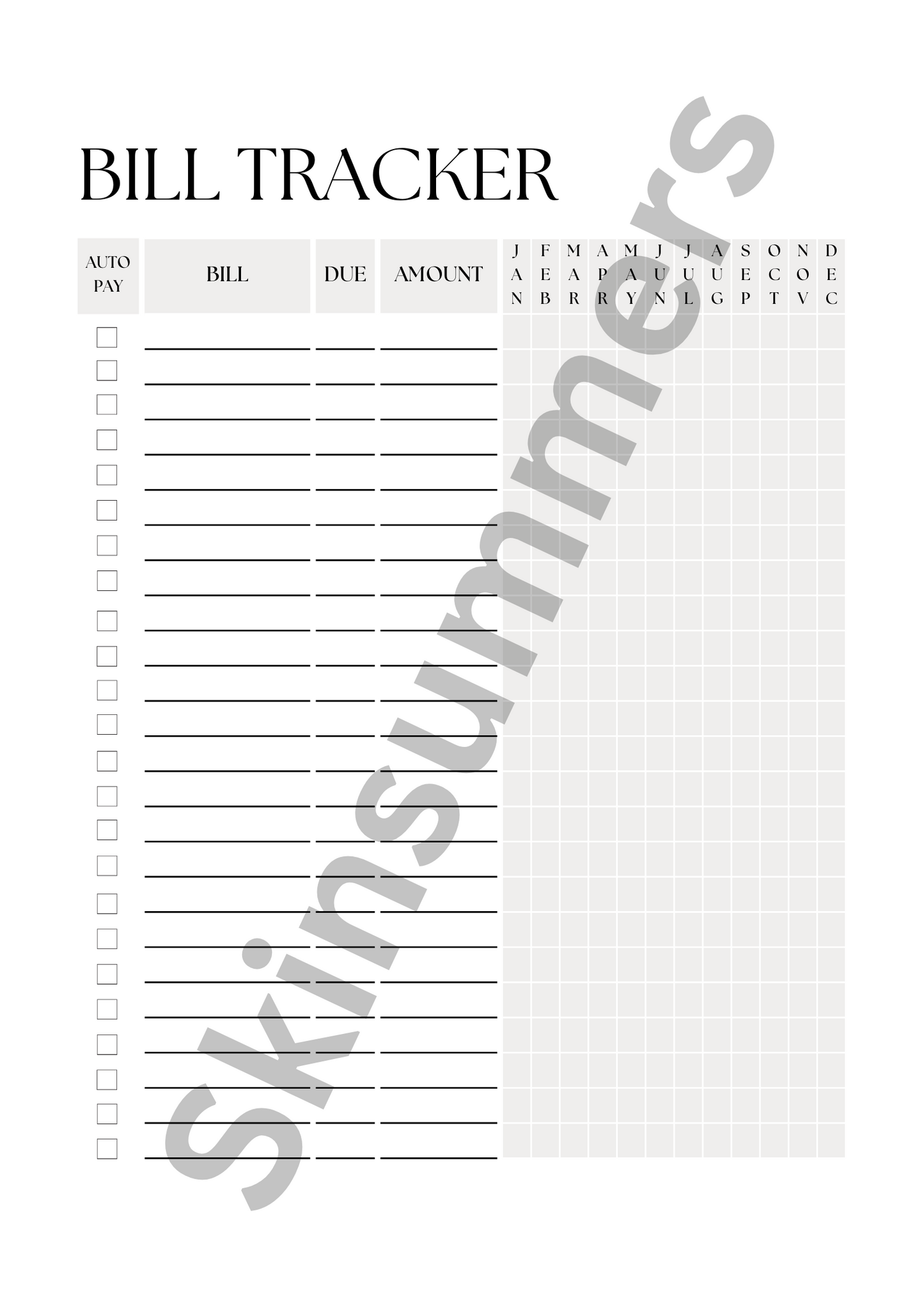Bill Tracker | Journal Spread