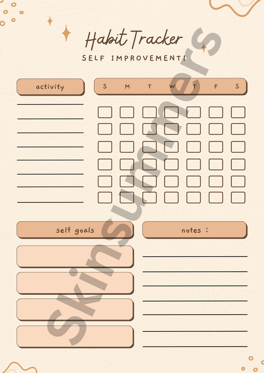 Habit Tracker Self Improvement | Journal Spread