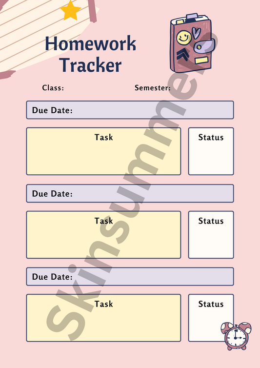 Homework Tracker  | Journal Spread