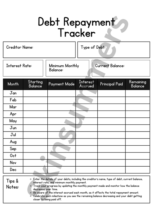 Debt Repayment Tracker  | Journal Spread