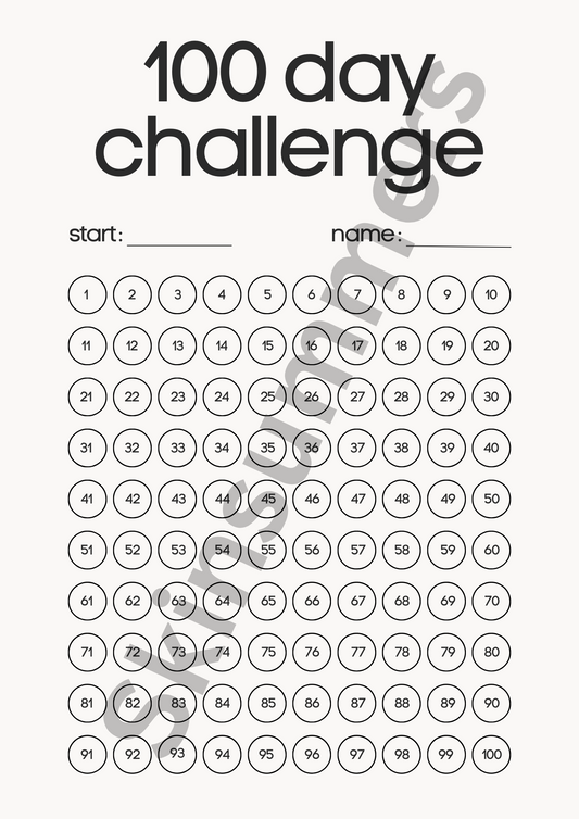 100 Day Challenge Tracker  | Journal Spread