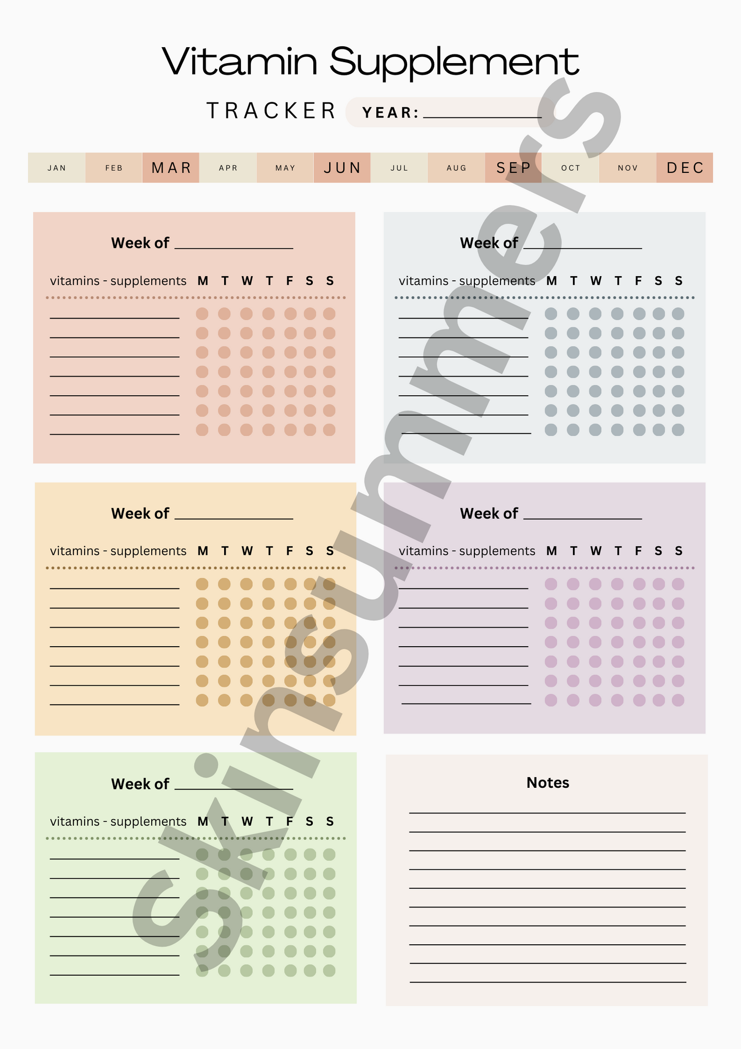 Vitamin Supplement Tracker  | Journal Spread