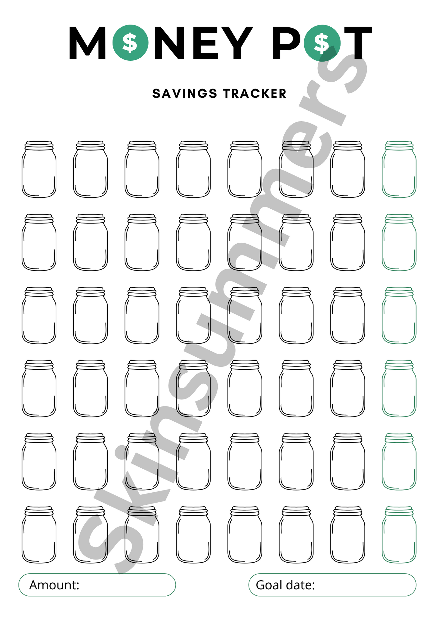Money Pot Saving Tracker | Journal Spread