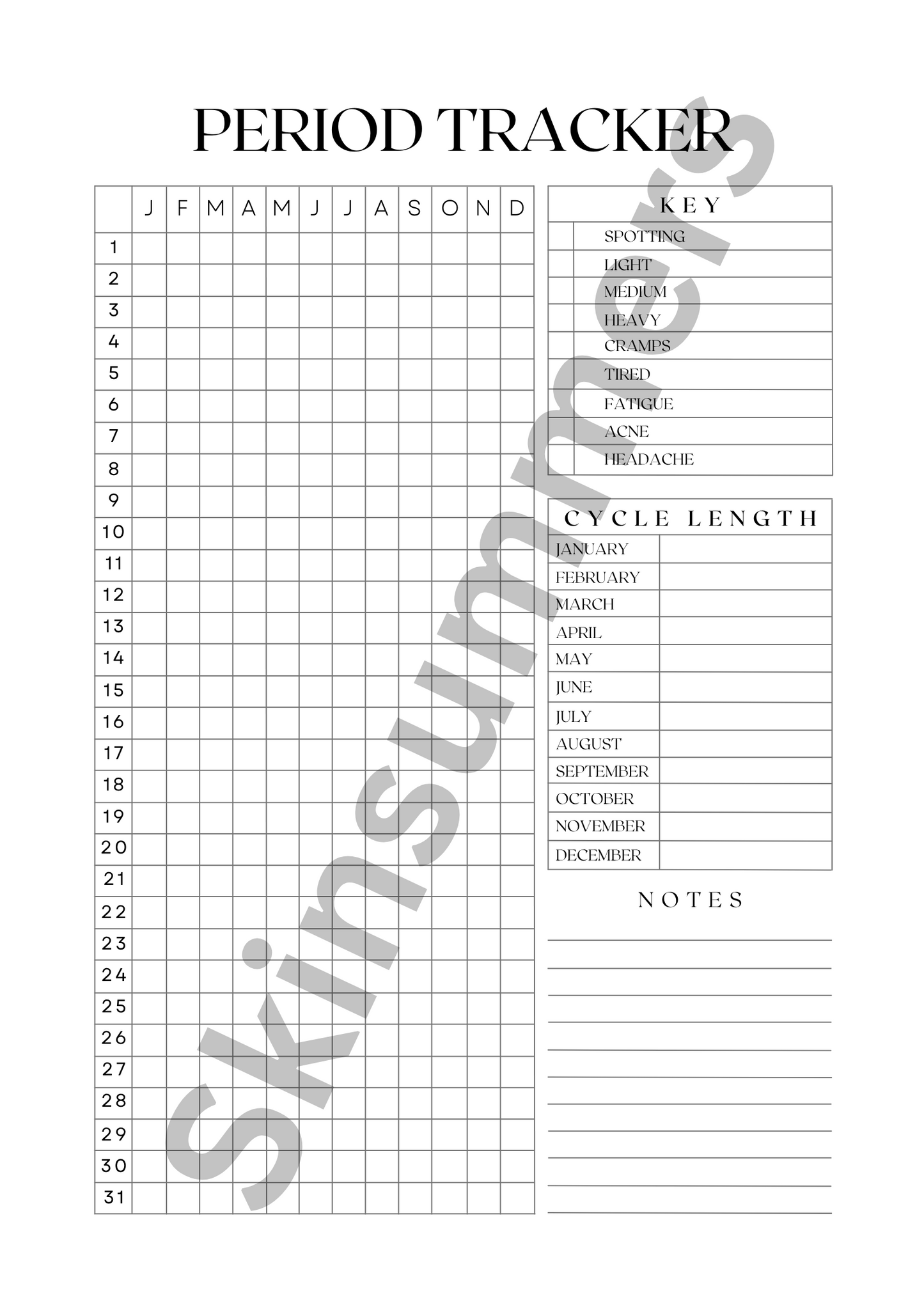 Period Tracker| Journal Spread