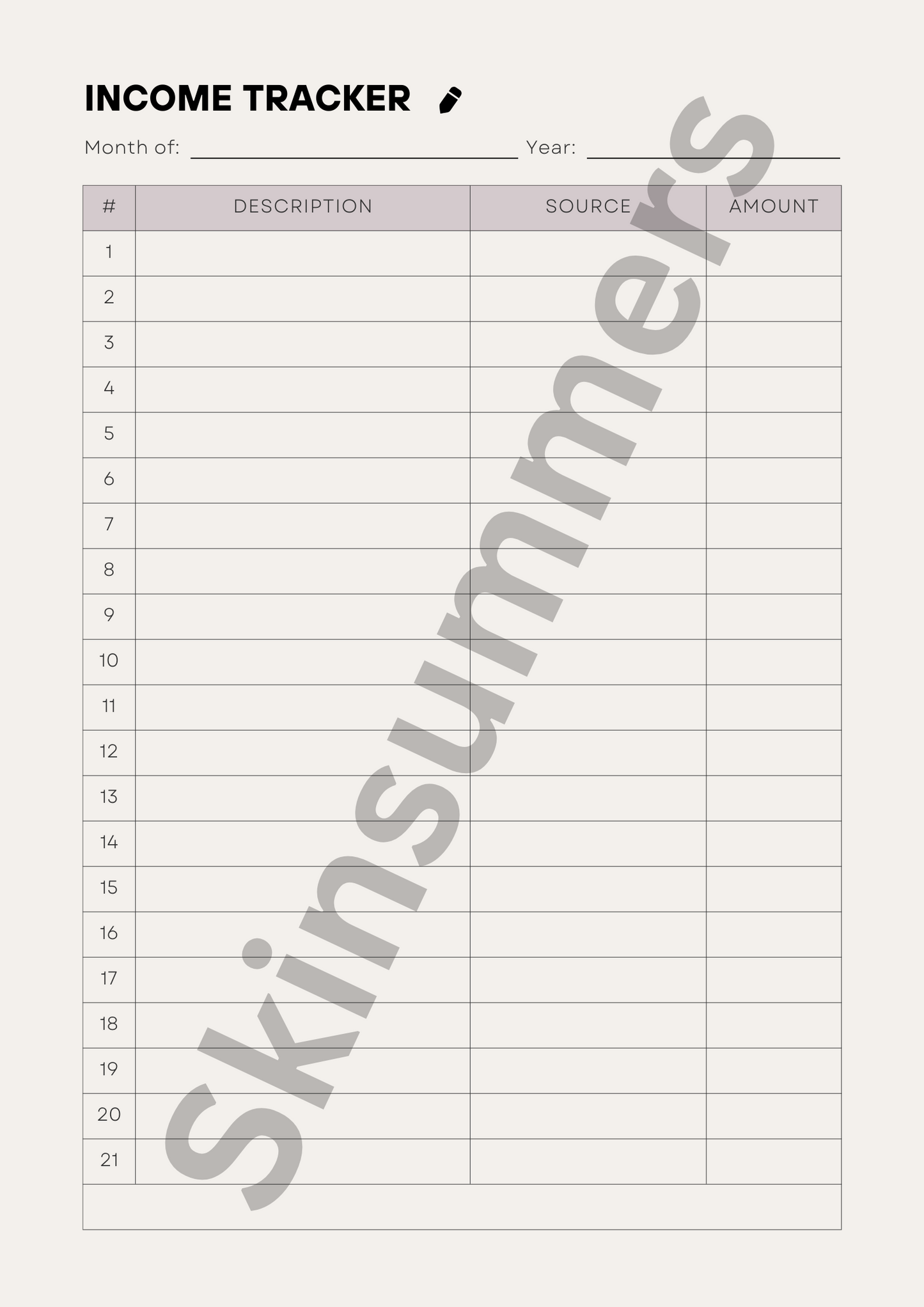 Income Tracker | Journal Spread